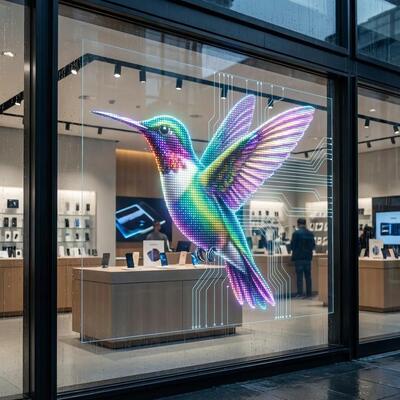 ISO14001 Interaktive kreative transparente Led-Fensteranzeige ODM für Einkaufszentren