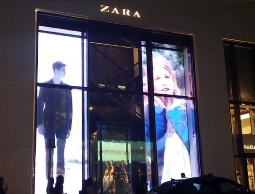 Führte transparenter LED Videowand-Schirm RGB AC85V Fenster-Bildschirm